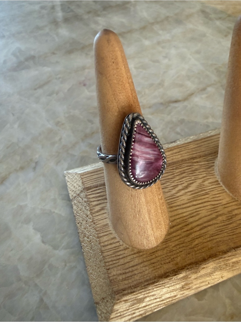 Sterling Silver Purple Teardrop Stone Ring